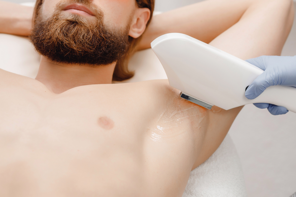 Smooth,Skin,Man,Under,Arms.,Laser,Hair,Removal.,Beauty,Saloon